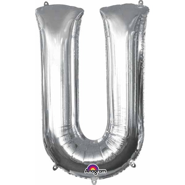 Anagram Silver Letter U Foil Balloon, 16 Inch