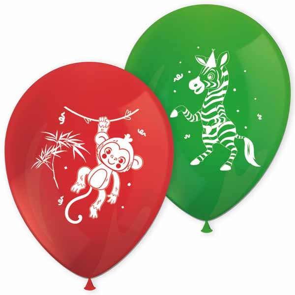 Jungle Printed Latex Balloons, 8 Count