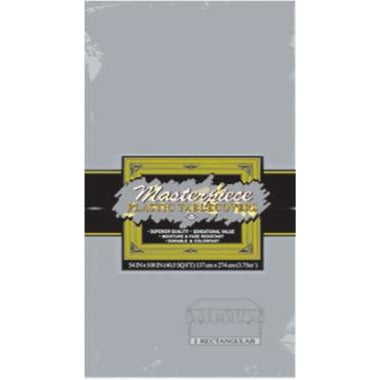 Silver Plastic Table Cover, 54 x 108 Inches