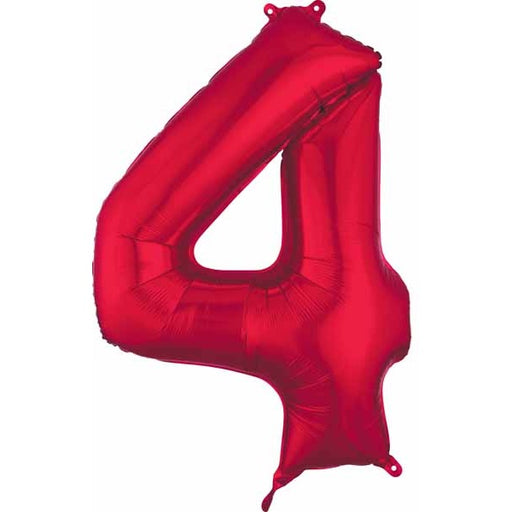 34-Inch Red Number 4 Foil Balloon