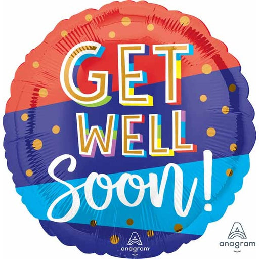 Get Well Bouncy Type 18-Inch Round Foil Balloon