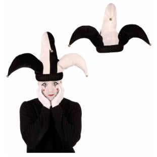 Plush Black & White Jester Hat