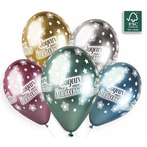 Gemar 13" Shiny Joyeux Anniversaire Balloons, 25 Pack