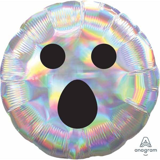 Iridescent Ghost Face 18-Inch Round Foil Balloon