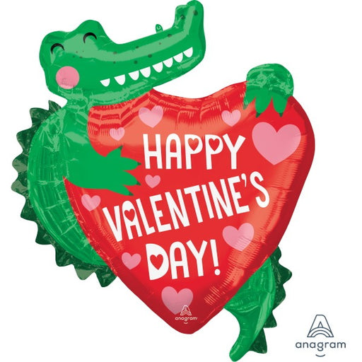 27-Inch Valentine's Day Gator Shaped Foil Balloon