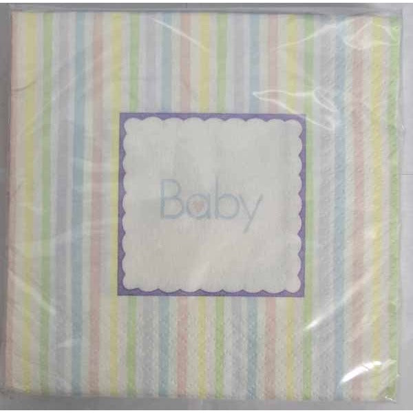 Baby Soft Stripes Beverage Napkins, 16 Count