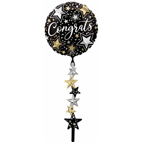 Congrats Black, Silver & Gold 67-Inch AirWalker Foil Balloon