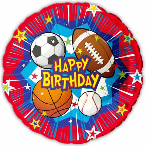 Happy Birthday Sports 18-Inch Foil Balloon
