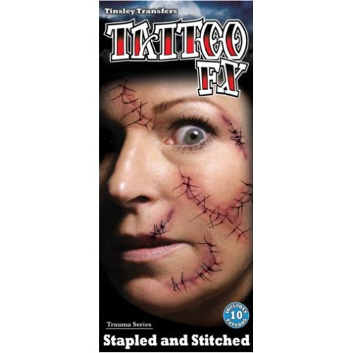 Tinsley Transfers Stitched & Stapled Trauma Temporary Tattoos