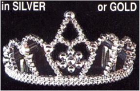 Silver Plastic Tiara with Combs