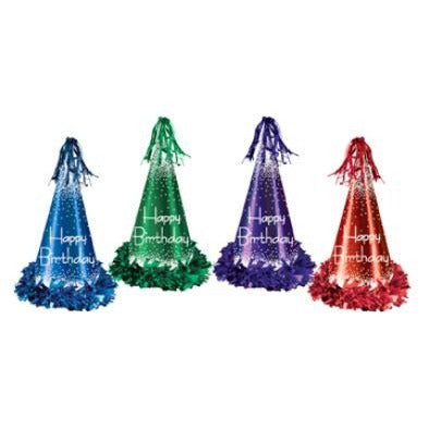 Assorted Fringed Foil Birthday Party Hats