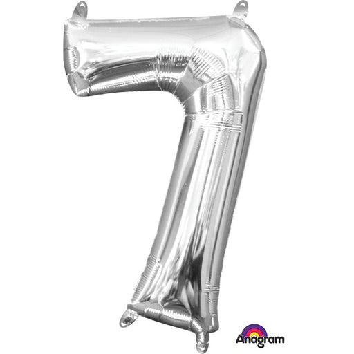 Silver Number 7 Balloon, 16 Inch