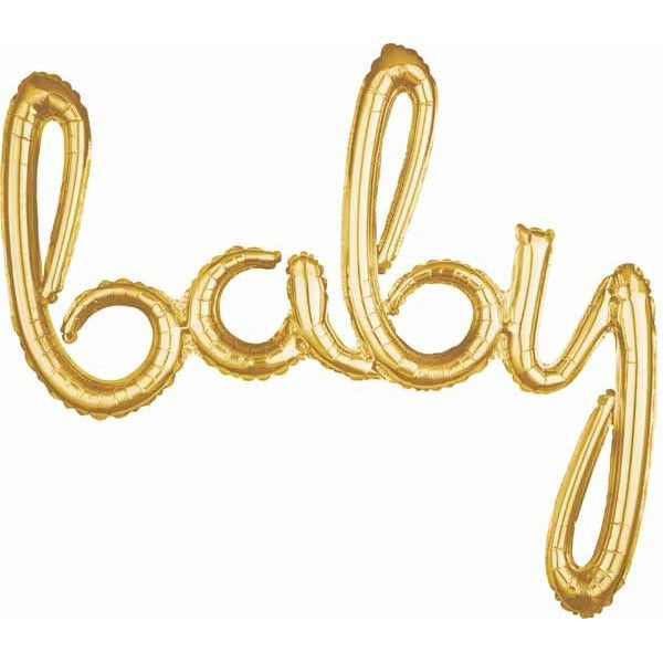Gold Baby Script Phrase Balloon