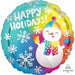 Happy Holidays Snowman 18-Inch Round Foil Balloon