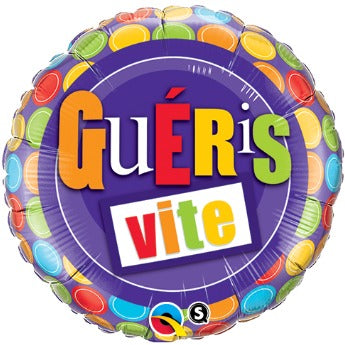Guéris Vite Polka Dot Round Foil Balloon, 18 Inch