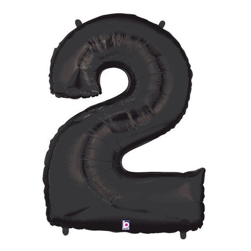 Ballon chiffre 2 noir Megaloon, 40 pouces