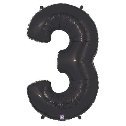 Black Number 3 Megaloon Balloon, 40 Inch