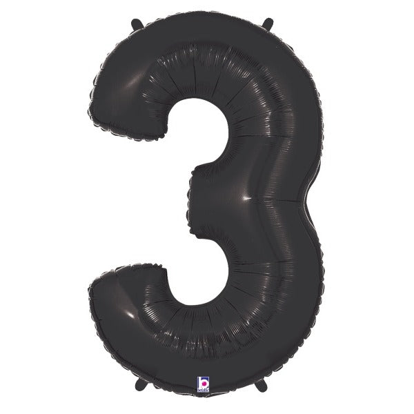 Black Number 3 Megaloon Balloon, 40 Inch