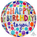 Happy Birthday Jewel Tones Orbz Foil Balloon