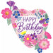 Garden Florals Happy Birthday 29" Shaped Foil Balloon