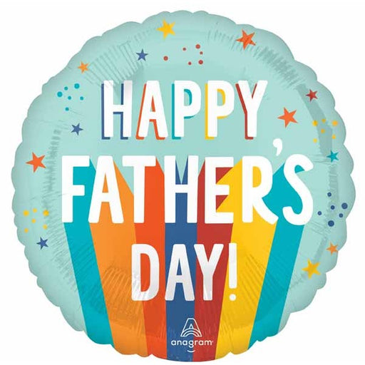 Happy Father's Day Playful Stripes 18-Inch Round Foil Balloon