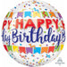 Birthday Banner Bash Clear Orbz Balloon, 16 Inch