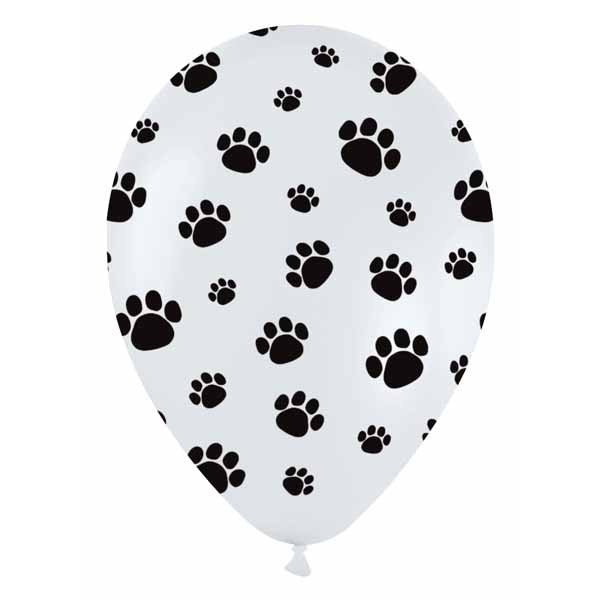 Sempertex White Paw Print 11-Inch Latex Balloons, 50 Count