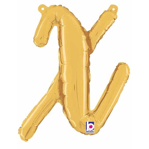 14 Inch Gold Script Letter X Balloon
