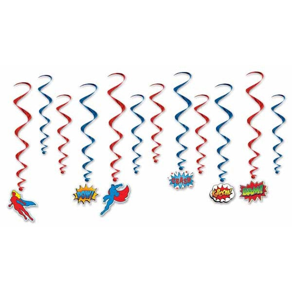 Hero Whirls Hanging Swirl Decorations, 12 Pack
