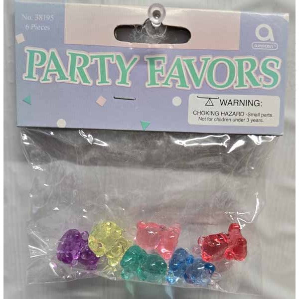 Multicoloured Mini Bear Favours, 6 Pack