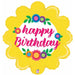 Yellow Flower Happy Birthday Foil Balloon, 24 Inch