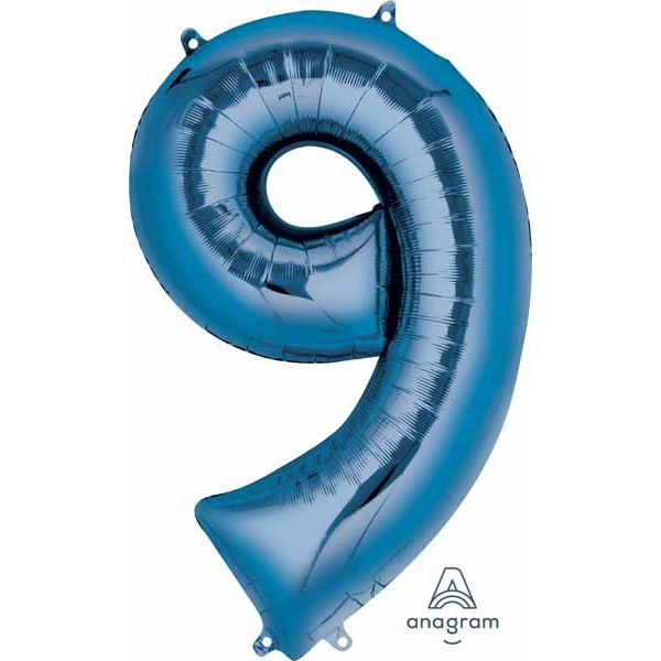 26" Blue Number 9 Balloon