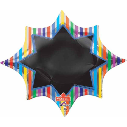 Colorful Stripe Burst Write-On Foil Balloon, 35 Inch
