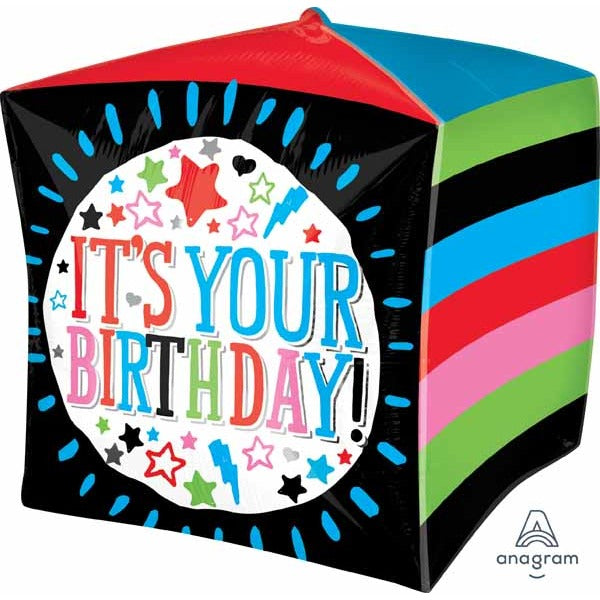 It's Your Birthday Sketchy Cubez Foil Balloon, 15 Inch