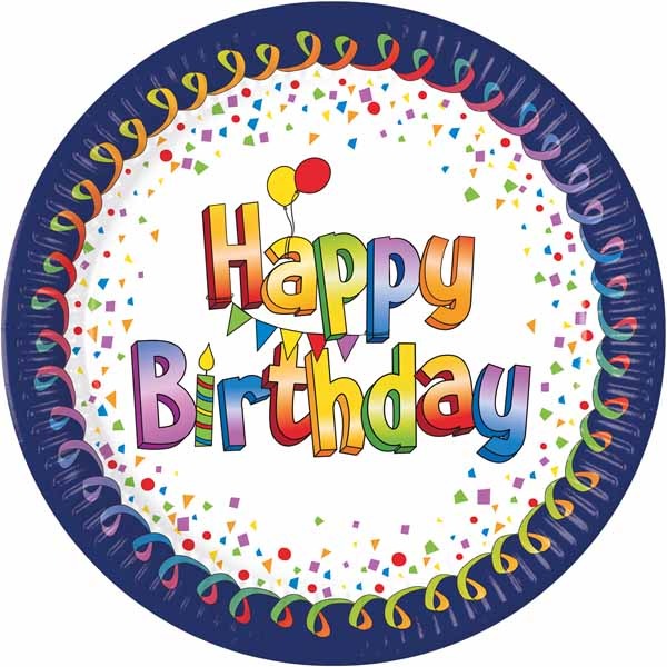 PAPER PLATES 7.6" 8/PK MULTICOLOUR HBD