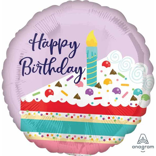 Purple Confetti Cake Happy Birthday Foil Balloon, 18 Inch