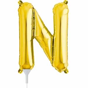 16" Gold Letter N Balloon