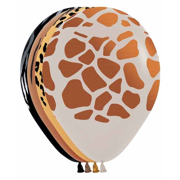 Sempertex Assorted Animal Print 11-Inch Latex Balloons, 50 Count