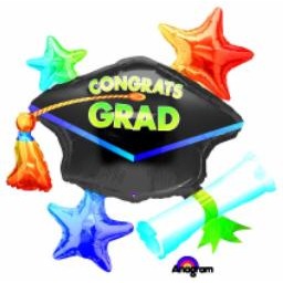 31-Inch Congrats Grad School Colors Cluster Foil Balloon