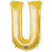 Gold Letter U Foil Balloon, 16 Inch