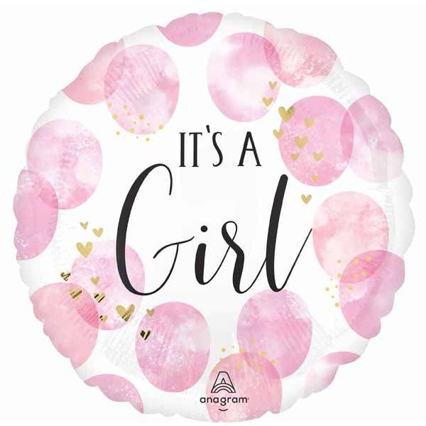 Baby Girl Watercolor 18-Inch Round Foil Balloon