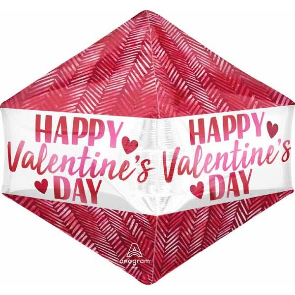 21" Happy Valentine's Day Ribbed Lines Anglez Foil Balloon