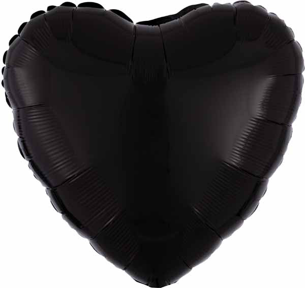 18-Inch Opaque Black Heart Foil Balloon
