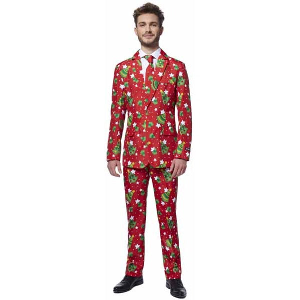 Suitmeister Men's Trees & Red Stars Christmas Suit, XX-Large