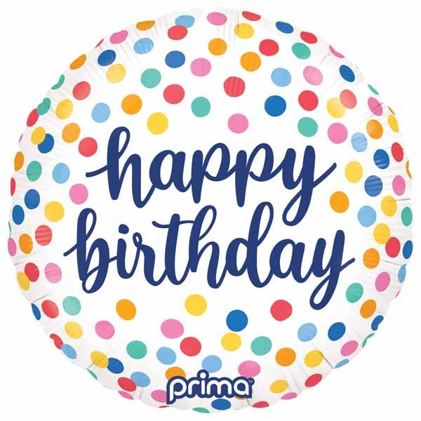Prima Colorful Confetti Birthday Foil Balloon, 18 Inch