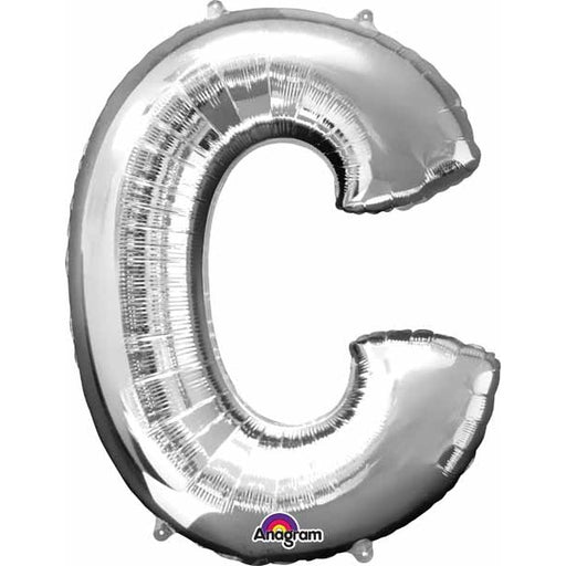 16-Inch Silver Letter C Foil Balloon
