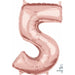 26-Inch Rose Gold Number 5 Balloon