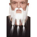 Short White Costume Beard with 3 Braids