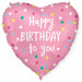 18" Happy Birthday Pink Heart Foil Balloon