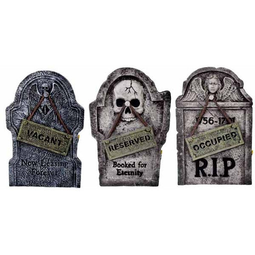 22-Inch Light-Up Humorous Halloween Tombstone, Assorted Designs